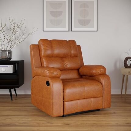 Solimo Perfect Loung Leatherette | Single Seater Sofa Recliner | Manual Recliner