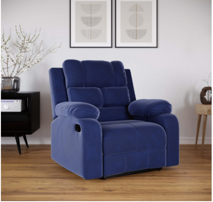 Softland Premium Fabric Recliner Chair for Living Room | Single Seater | Push Back Recliner | Soft Cushion | Modern Design