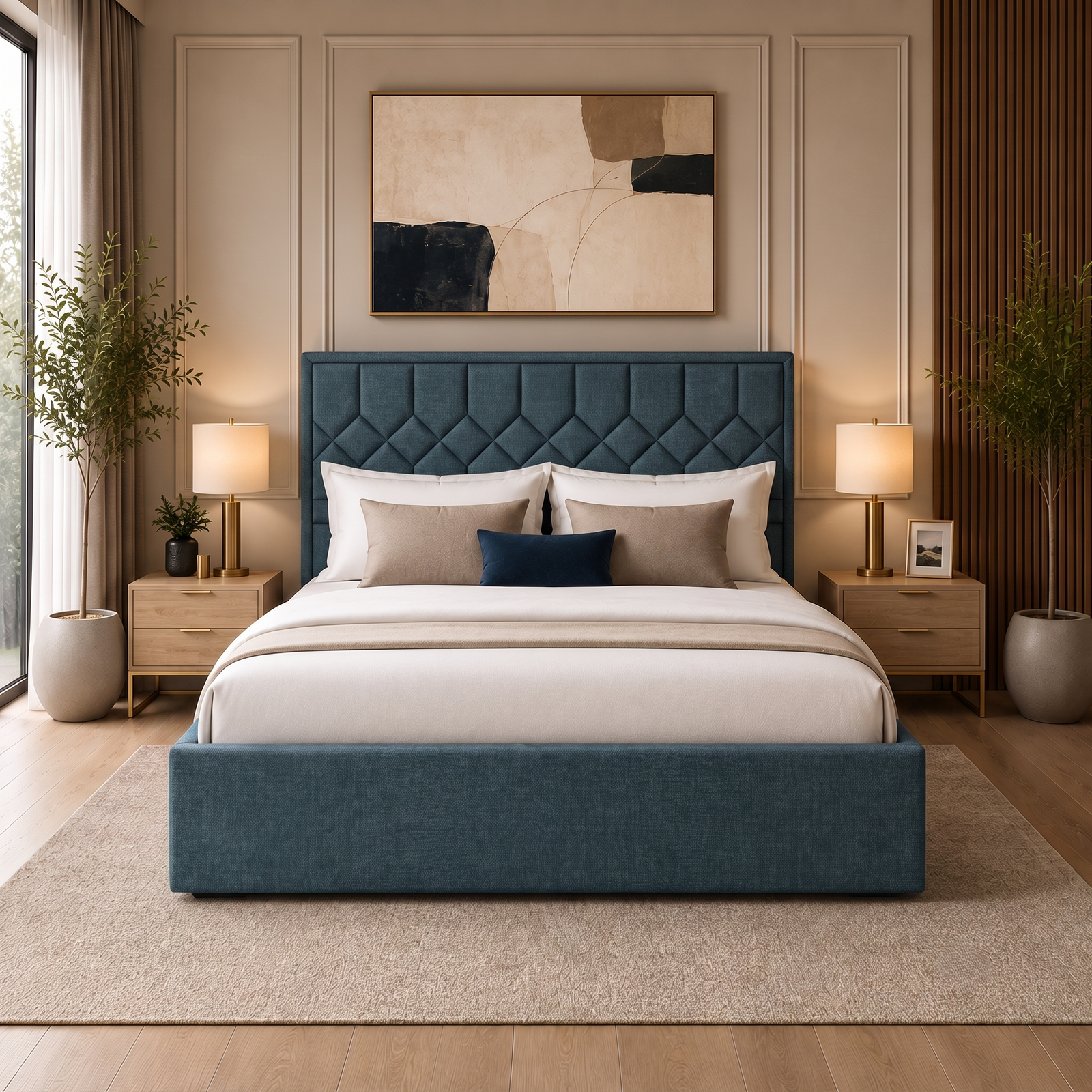 01 Softland | Wooden With Storage Upholstered Bed /Wooden Cot/Palang For Bedroom Solid Wood Box Bed - Image 1